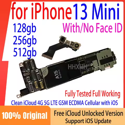 Fully Tested Authentic Motherboard For iPhone 13 mini 128g/256g Unlocked Mainboard With Face ID Clea