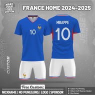 MBAPPE FRANCE HOME TEAM JERSEY 2024-2025 SHORT Free Custom Name and Back Number