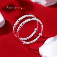 Gift for First Birthday Pair of Smart Babies999Glossy Full Moon Baby Smart Bracelet Pure Silver Push
