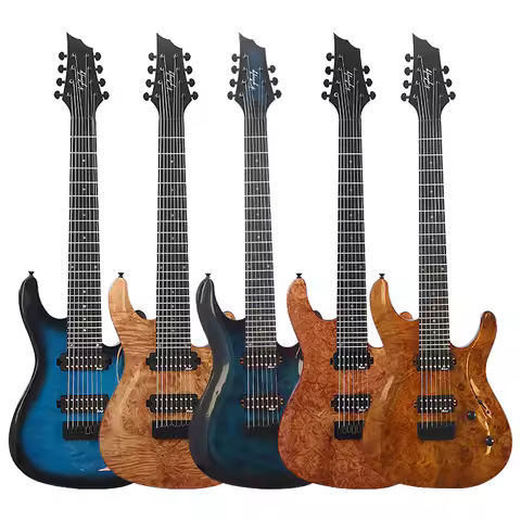 39 Inch 24 Frets High Gloss 7 String 8 String Tree Burl Top Electric Guitar Canada Maple Neck With K