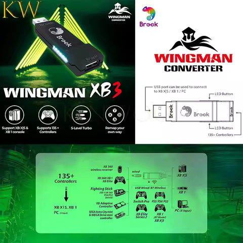 Brook Wingman XB3 Converter for Xbox One/Xbox Series X|S/PC Console Wired Arcade Fight Stick Hitbox 