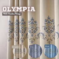 OLYMPIA Langsir Blackout FREE Hook / Ring, Dim-Out Curtain for Sliding Door &amp; Window Blue