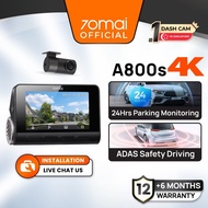 70mai A800s 4K Dash Cam Dual Vision Car Recorder with GPS ADAS Front and Rear Dashcam 2160P TYPE C