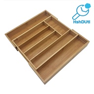 Bamboo Drawer Organizer Expandable 5-7 Compartments Adjustable Width Easy to Clean Cutlery Tray for