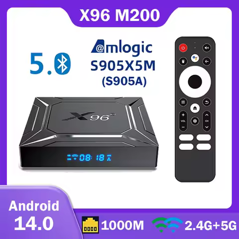 X96 M200 Smart TV BOX Android 14 Amlogic S905X5M 1000M LAN AV1 BT 4GB 32GB 64GB 2.4G&5G Dual Wifi AI