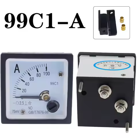99C1 DC1A2A3A5A10A20A30A50A75A100A Analog Panel ammeter pointer type current meter 48*48mm