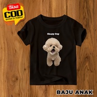 KAOS ANAK ANAK ANJING SLEEPY POODLE TSHIRT PUPPY ANAK ANJING BAJU ANAK ANAK COWOK CEWEK