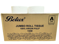 Belux Jumbo Toilet Rolls [12 Rolls per Box] 2 ply x 150M x 12 *100% Pure Pulp Good Quality