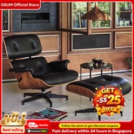 Eames Lounge Chair, Genuine Leather Single Sofa Chair, Minimalist Designer Leisure Chair for Living 