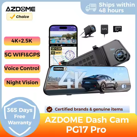 AZDOME PG17 Pro Rearview Dash Cam 12'' Touch Screen 4K HDR STARVIS 2 Night Vision Video Recorder 5G 