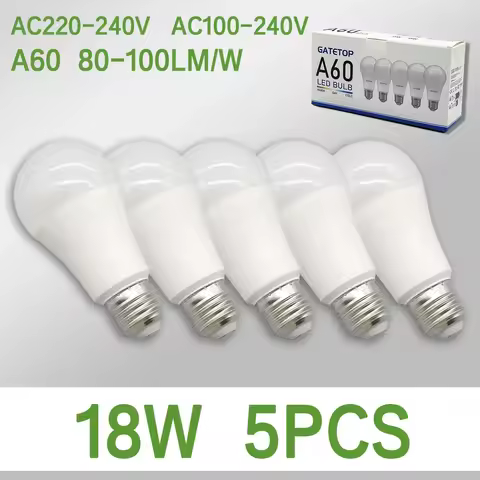 High-Quality 5-Pack Energy Saving 18W E27 LED Bubble Ball Bulb Set for Bright Warm White Lighting in