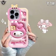 Casing hp IPhone 14 13 12 11 Pro Max 14 Plus X XR XS Max 6 6S 7 8 Plus SE 2020 Cartoon Sanrio Melody Kuromi Soft Silicone Phone Case Cover Xinfei