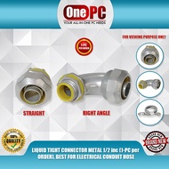 ONE PC LIQUID TIGHT CONNECTOR METAL 1/2inc (1-PC per ORDER), BEST FOR ELECTRICAL CONDUIT HOSE