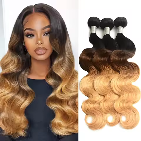 26inch 3 Tone Ombre Human Hair Bundles T1B/4/27 Color Brazilian Body Wave 2 3 4 Bundles Weave 100% R