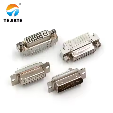5PCS DVI24+5 Solder-wire Male/Female Header DVI-I Connector Bent Female-header 90-degree DVI Adapter