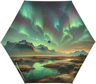 Aurora Landscape Green Travel Umbrella, Camping Umbrella, Umbrella for Adventurers