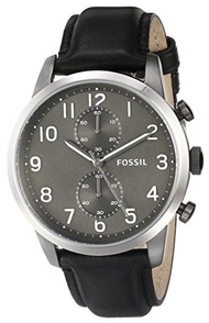 Fossil Men s FS4972 Townsman Leather Watch - Black with Grey Dial