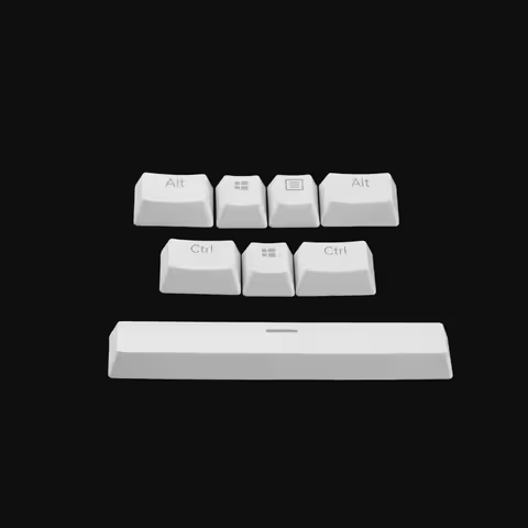 YMDK PBT Black White 8 Key Douhle Shot Shine Through Keycap Bottom Row Special Keys For Corsair Logi