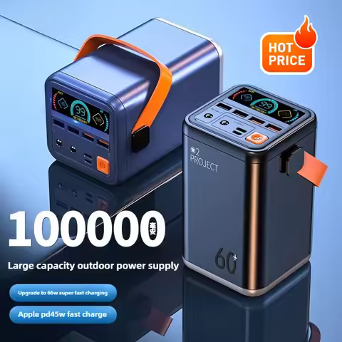 100000mAh Ccc Power Bank Large Capacity Portable USB C Fast Charging Powerbank Powerful External Spa