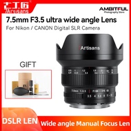 7Artisans 7 artisans 7.5mm F3.5 Wide angle Manual Focus APS-C Lens for Canon EF 77D 80D Nikon F Mount D7500 D7200 DSLR Cameras