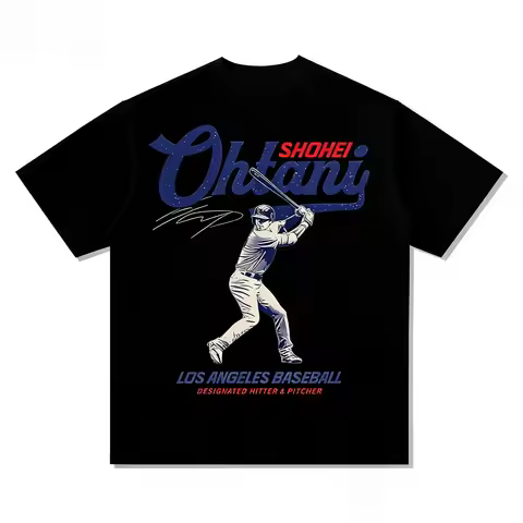 2026 Shohei Ohtani pure Cotton T Shirt Baseball Star High Street T-shirt Breathable Top Adult Crewne
