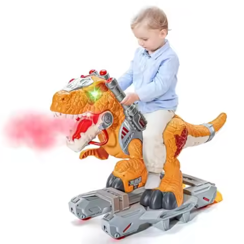 Electric Dinosaur Ride On Toys Toddler Ride On Cars with Music Light and Smoke Preschool Scooter Foo