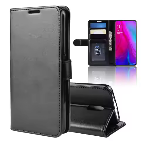 6.4inch Case for OPPO Reno (2019) Cover Wallet Card Stent Book Style Leather Flip Protect Black Reno