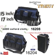 TRENY Tools Bag Multi-function Large Heavy Duty Wide Mouth Canvas Waterproof Tool Bag 15 INCH 17 INCH