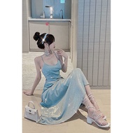 连衣裙dress打底连衣裙女春季纯欲风露背性感吊带裙2025新款小众别致法式长裙新款25.7.20