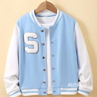 Varsity Baseball Jacket for Boys Girls Bomber Model Zipper Buttons Free Initials Name Color Combinat