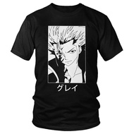 Anime Fairy Tail T Shirts Men Pure Cotton Supernatural Manga Gray Fullbuster Tee Tops Short-Sleeve U