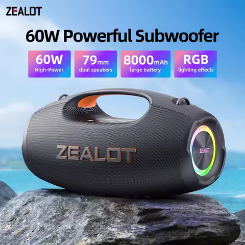 ZEALOT-S86 60W Portable Bluetooth Speaker ,IP67 Waterproof for Outdoor,Up to 20H Playtime,Powerful S