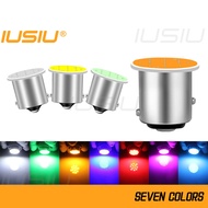 IUSIU 7COLOR Car Lights 1156 LED 1157 Cob P21W P21 5W BA15S BAY15D Brake Light Motorcycle Auto Turn Signal Lamp Automobile Tail Parking Indicator Rear Fog Crystal Blue Peanut Bulb