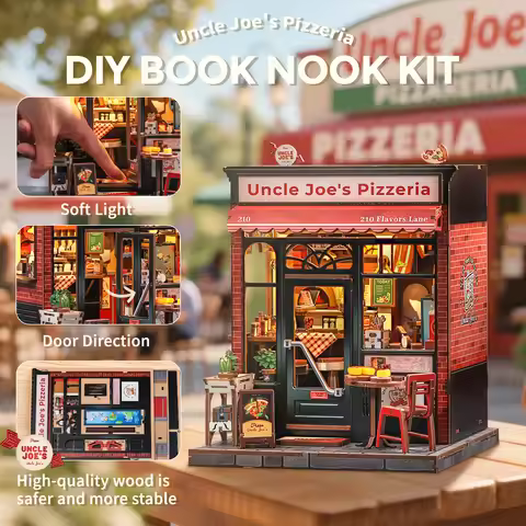 Original CUTEBEE Uncle Joe's Pizzeria Book Nook Kit DIY Miniature House Dollhouse Booknook Pizza Sho