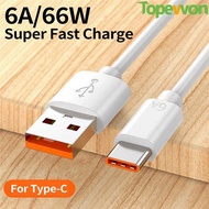 6A 66W USB Type C Super Fast 1M Cable For Huawei Xiaomi OPPO Vivo Fast Charging USB C Charger Cable 