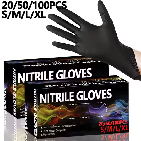 20/50/100PCS Disposable Black Nitrile Gloves Disposable Nitrile Gloves Home Cleaning Tattoo Hairdres