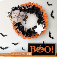Cross-Border Halloween Ghost Garland Window Decoration Ghost Festival Linen Bow Wreath Door Hanging 