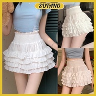 Women's short pleated skirt with flared form, 4 layers, high waist, ruffled waist, 2-layer lady CV51