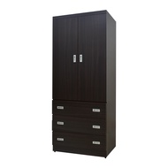 [特價]傢俱工場-小資型 3尺木心板衣櫃-雙門三抽胡桃