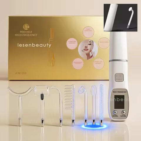 Darsonval New High Frequency Facial Machine Skin Therapy With 7 Neon & Argon Wands Remove Wrinkles A