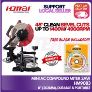 HOMAI 8" MINI COMPOUND MITER SAW, CLEAN SLANTED BEVEL CUTS, WITH WARRANTY🚀LOCAL SG, FASTEST DELIVERY
