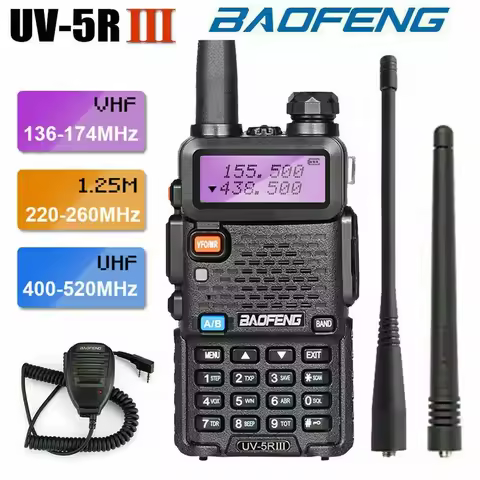 BAOFENG UV-5R III 1800mAh Tri-Band VHF/UHF Walkie Talkie Portable CB Waterproof Two Way Radio Statio