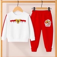 MERAH Red and White Suit for Children 6 Years Old 11 12 Years Old Girls One Set 17 August Age 1-14 Y
