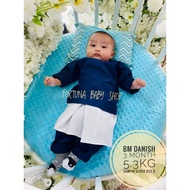 FREE SAMPIN+FREE STOKIN(NB-7m@7.5kg) BAJU MELAYU BABY DANISH + SAMPIN WHITE SILVER