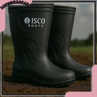 Black Rubber Boots Isco Waterproof Construction Shoes Anti-Slip/ Project Shoes Hot Mud/