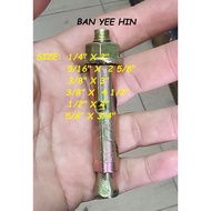 P.J ANCHOR - 1/4" X 2" / 5/16" X 2-5/8" / 3/8" X 3" / 3/8" X 4-1/2" / 1/2" X 4" / 5/8" X 4-3/4"- PRI