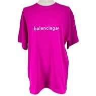 全新未使用BALENCIAGA 612965 Logo 印花圓領短袖 T 卹 粉紅色 S 號 正品 男女款
