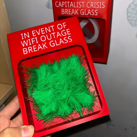 Funny Touch Grass Emergency Box - Break Glass When Wifi Outage Capitalist Crisis Meme Decor Prank Gi