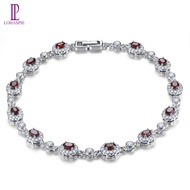 Preferred❤ 3.5ct Real Natural Garnet Bracelet Red Oval Gem Garnet Bracelet Ladies Sterling Silver 92