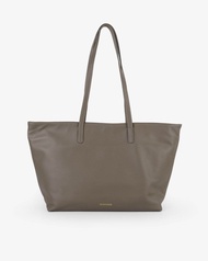 MARROQUE Jenna inside out leather and canvas tote bag in Gray. กระเป๋าสะพายหนังแท้ น้ำหนักเบา ใส่โน๊